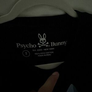 (Psycho bunny) (dark blue) (made in Peru) (size medium) condition (very good)